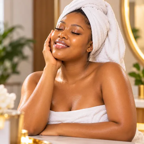 Portrait of a woman with naturally glowing skin
