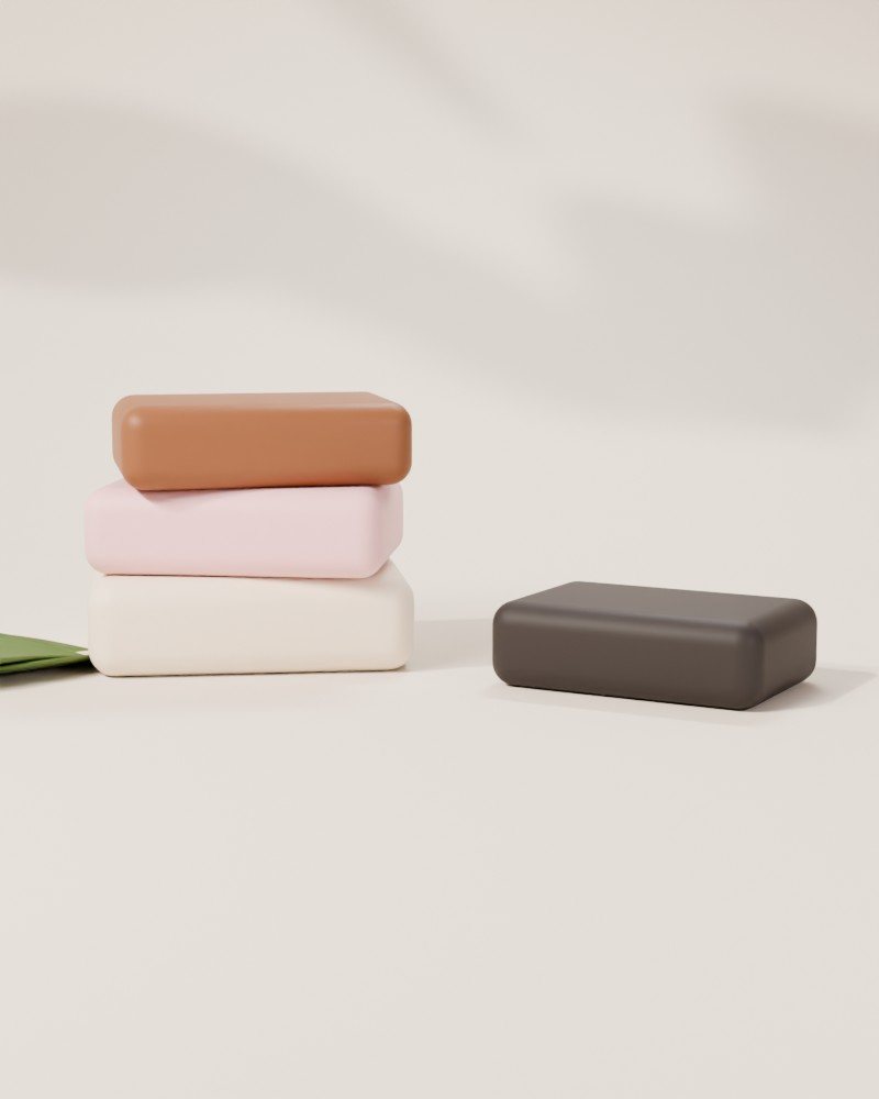 Stack of Beatrice Glow natural bar soaps
